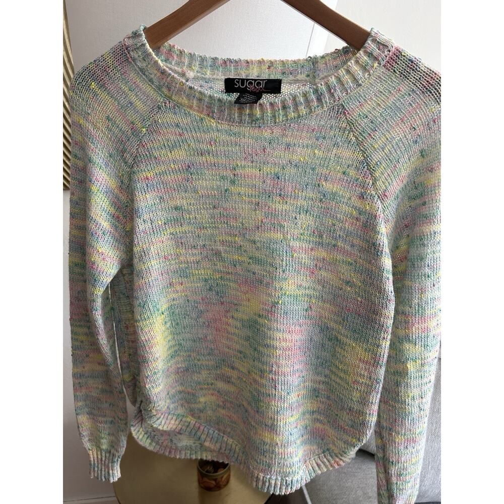 Rainbow Sweater Size M Cropped Pastel Coquette Twee